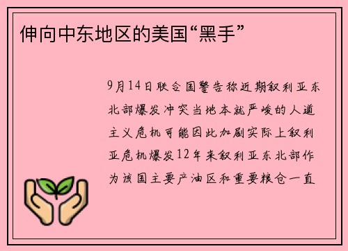 伸向中东地区的美国“黑手”